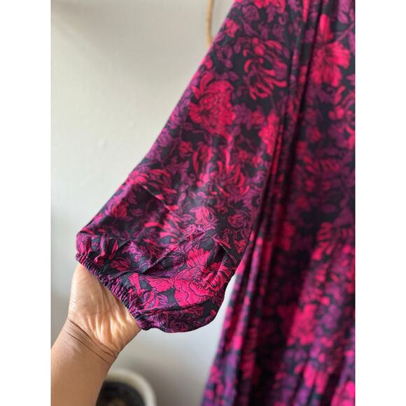 Pioneer Woman Purple Pink Floral Fall Midi Maxi Dress Boho Cottage *no belt*(M) - Picture 6 of 15
